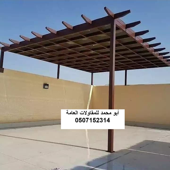 تنفيذ برجولات حديد لمشروع مدخل مبنى في الدمام